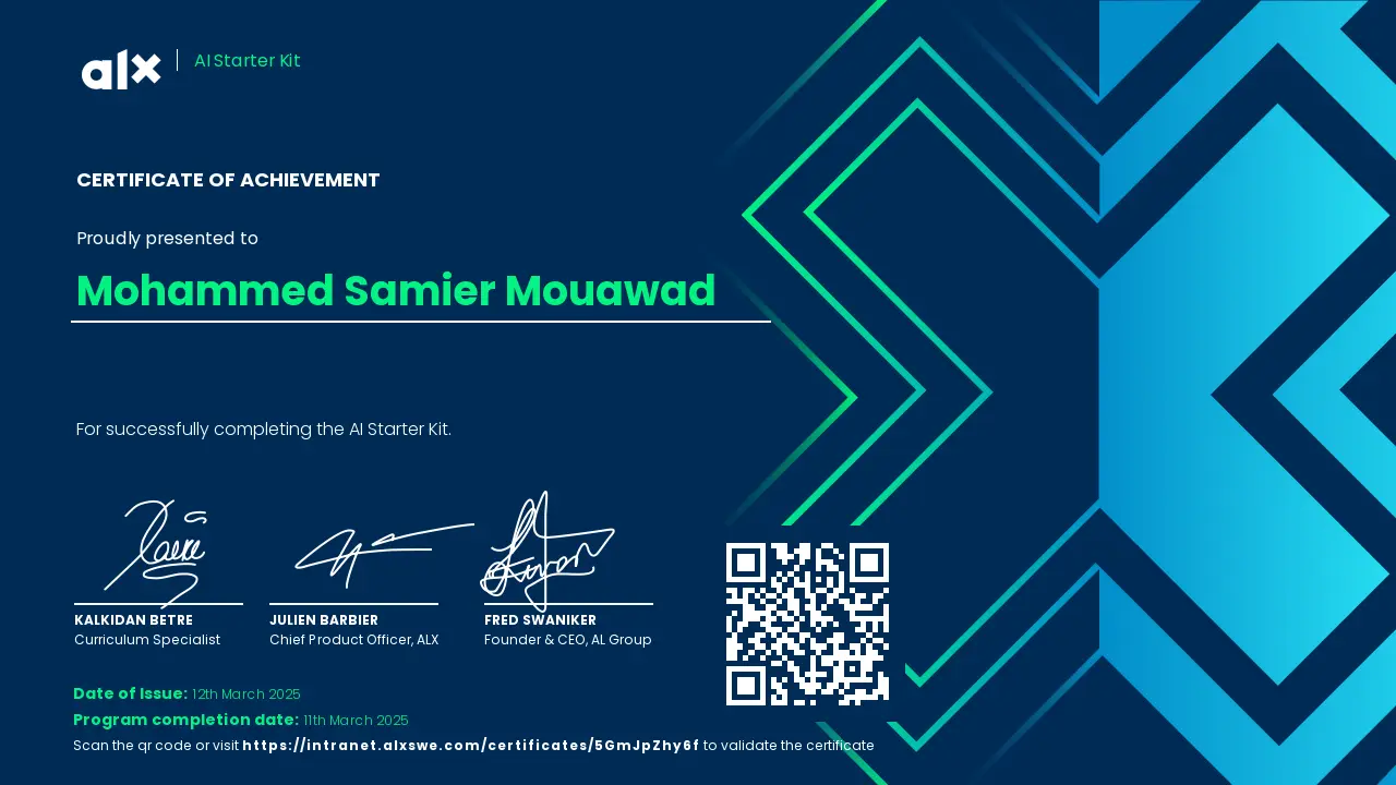 AI Starter Kit Certification – ALX